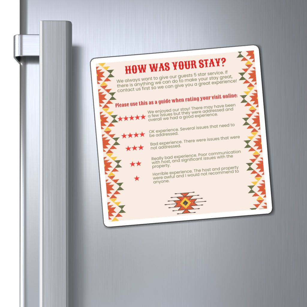 Southwestern Airbnb Review Magnet 5 Star Ratings Guide Ratings Explanation Magnet 5 Star Magnet for Hosts, Boho Design