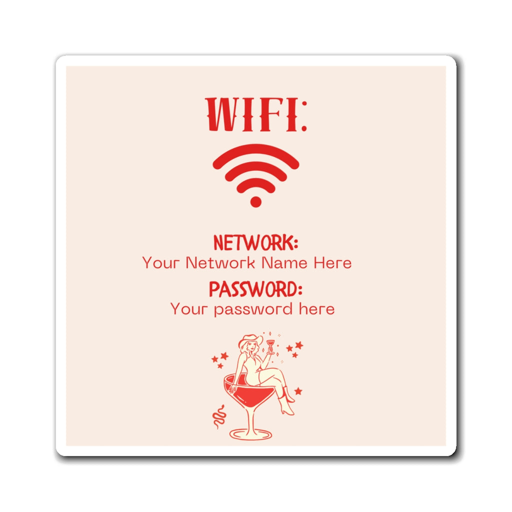 Airbnb Wifi Magnet, VRBO Wifi Magnet, Vacation Rental Wifi Sign, Wifi Sign, Rental Wifi Sign, Nashville Design, Cowgirl Desiign