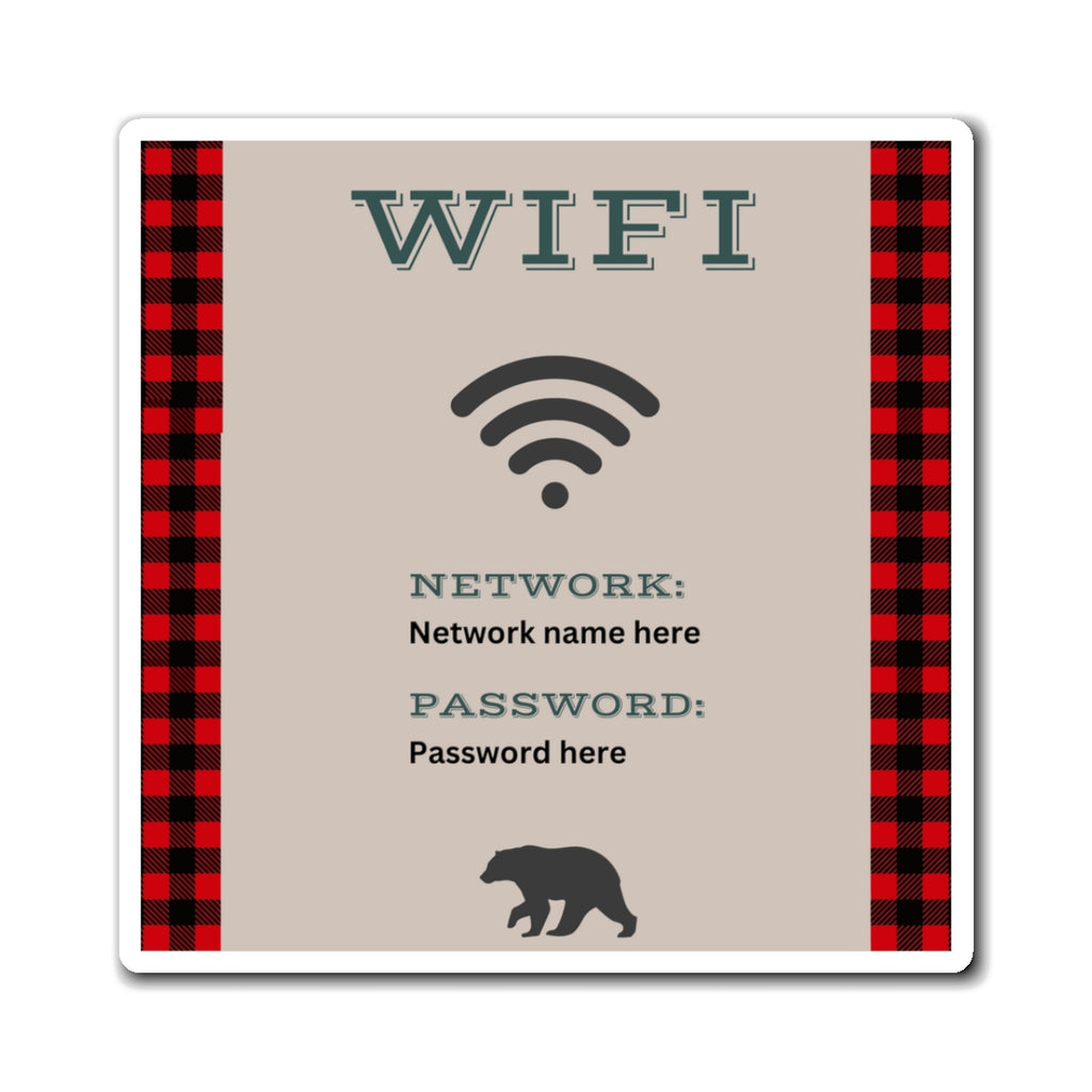 Airbnb Wifi Magnet, VRBO Wifi Magnet, Vacation Rental Wifi Sign, Cute Wifi Sign, Cabin Wifi Sign, Buffalo Plaid