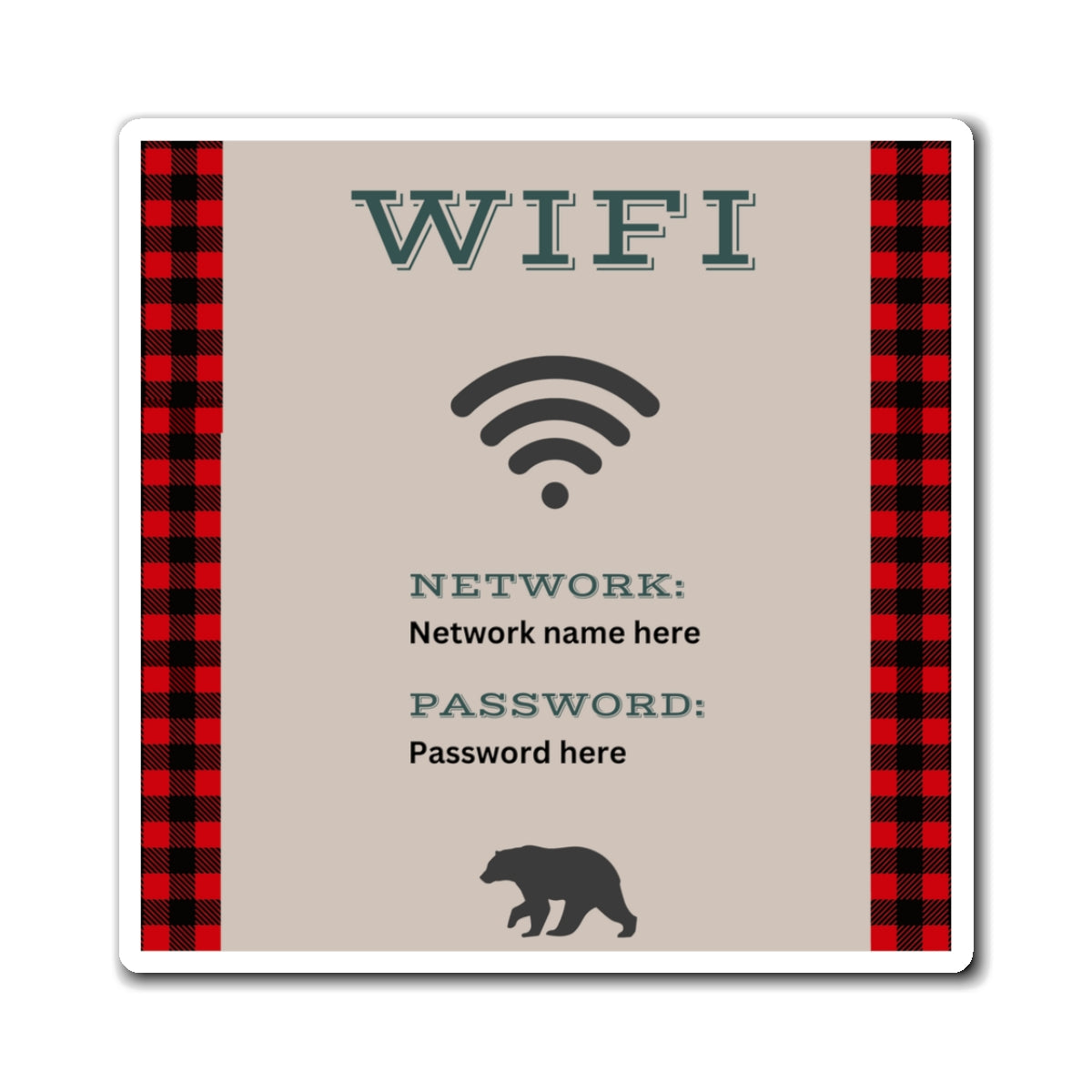 Airbnb Wifi Magnet, VRBO Wifi Magnet, Vacation Rental Wifi Sign, Cute Wifi Sign, Cabin Wifi Sign, Buffalo Plaid