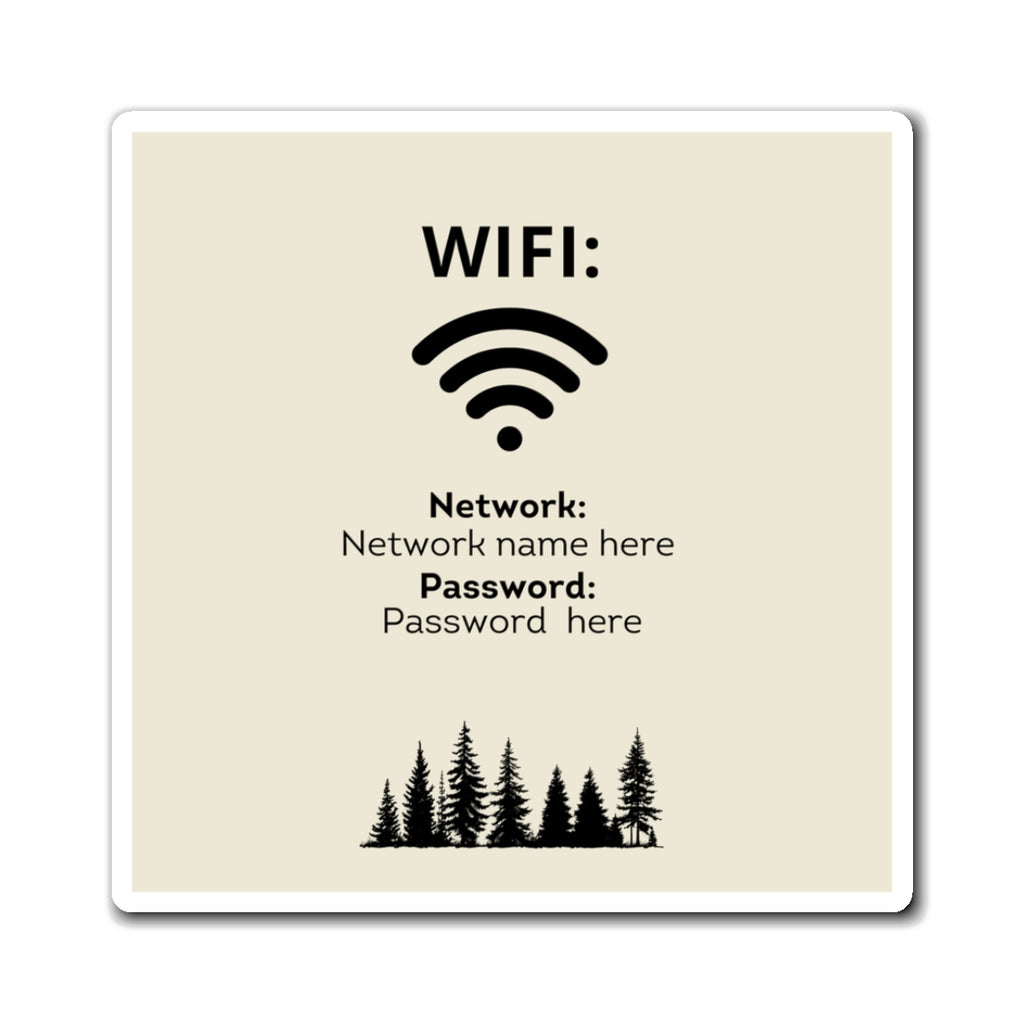 Airbnb Wifi Magnet, VRBO Wifi Magnet, Vacation Rental Wifi Sign, Wifi Sign, Rental Wifi Sign, Forest Tree Design, Smoky Mountains