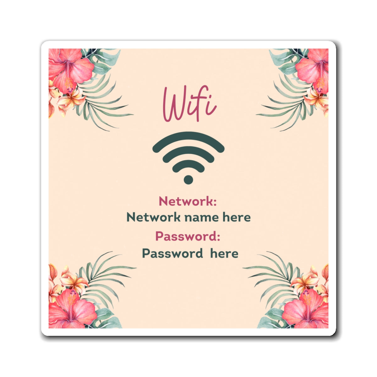 Airbnb Wifi Magnet, VRBO Wifi Magnet, Vacation Rental Wifi Sign, Wifi Sign, Rental Wifi Sign, Beach Rental, Tropical Design, Island rental