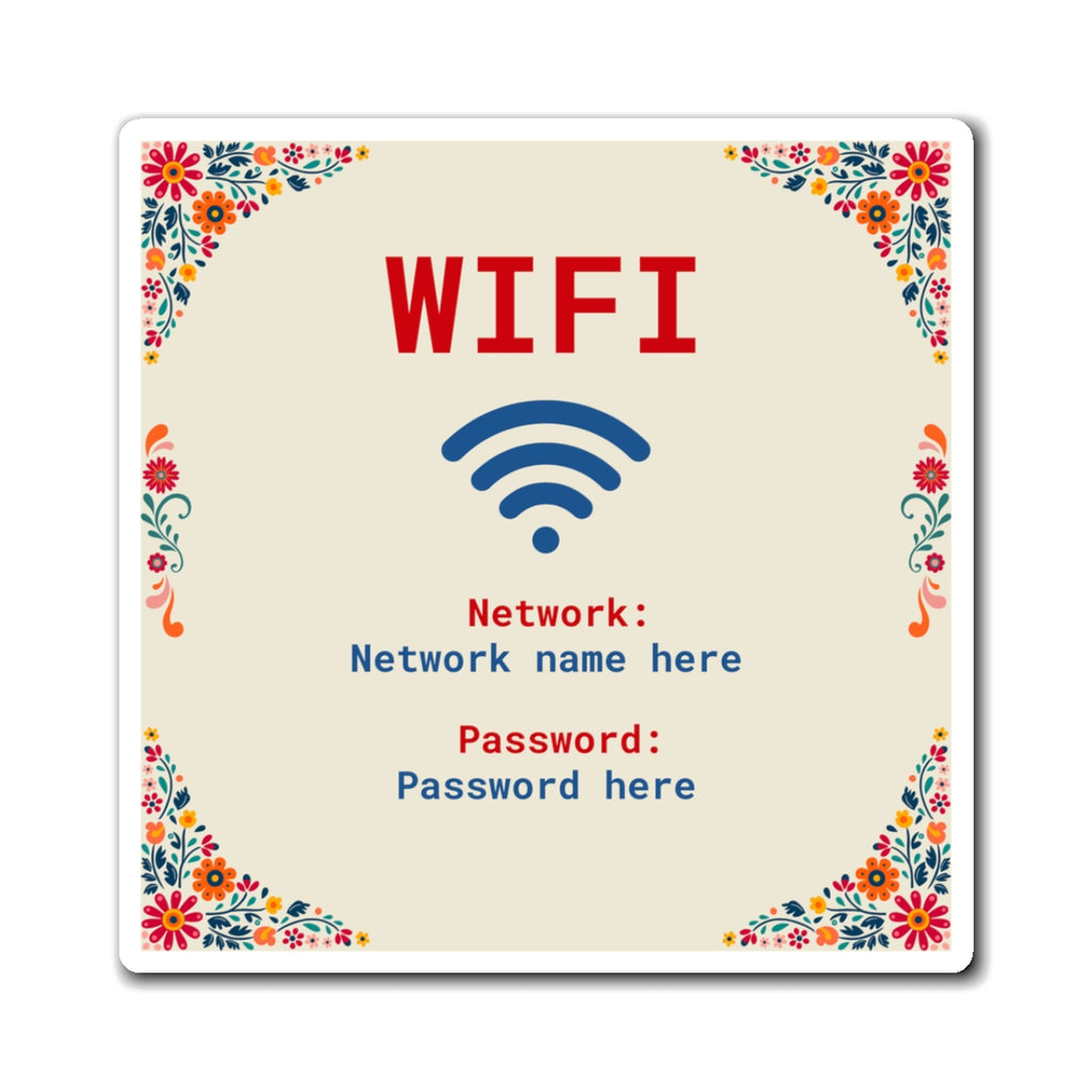 Vacation Rental Wifi Sign, Floral wifi sign, Airbnb Wifi Sign with Flowers, Wifi Sign for Fridge, Internet Password sign
