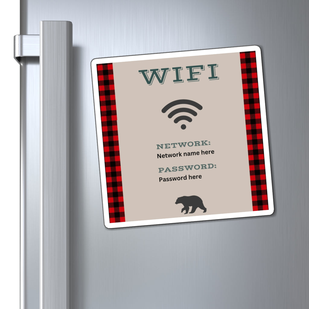 Airbnb Wifi Magnet, VRBO Wifi Magnet, Vacation Rental Wifi Sign, Cute Wifi Sign, Cabin Wifi Sign, Buffalo Plaid