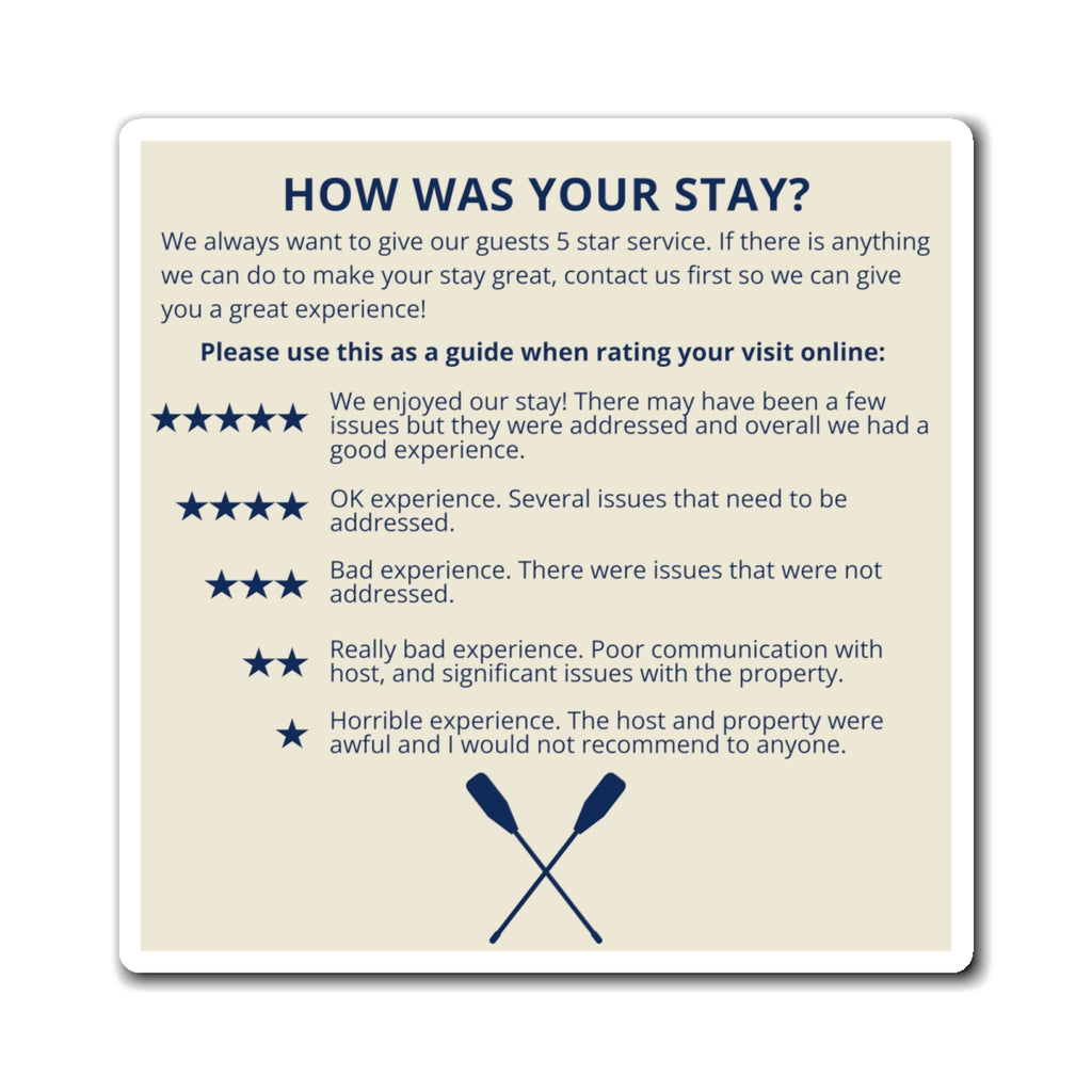 Airbnb 5-Star Review Magnet: Superhost Rating Sign, Lake House Design, Boat Design, Oars Design Cabin magnet, VRBO Magnet