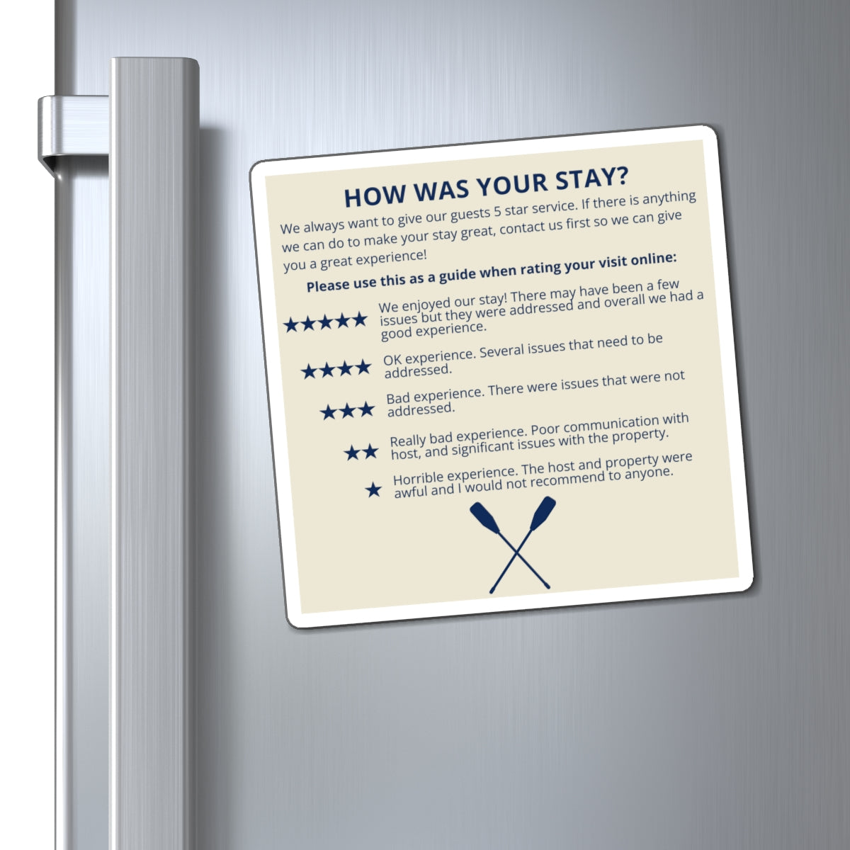 Airbnb 5-Star Review Magnet: Superhost Rating Sign, Lake House Design, Boat Design, Oars Design Cabin magnet, VRBO Magnet