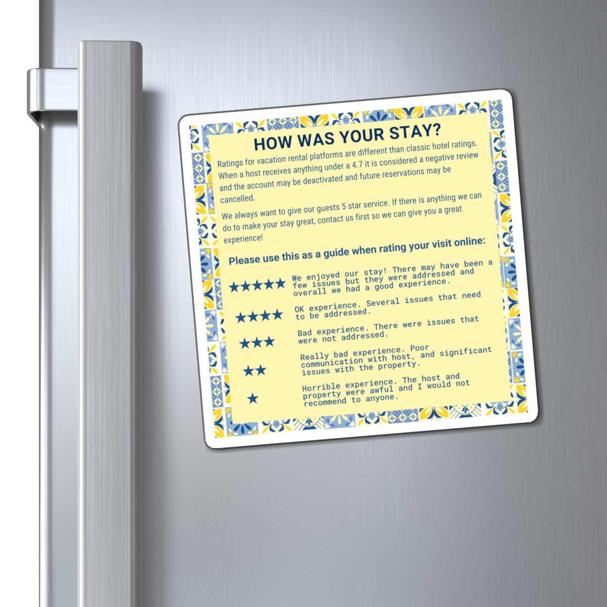 Airbnb Review Magnet 5 Star Ratings Guide Ratings Explanation Magnet 5 Star Magnet for Hosts, VRBO Review Magnet