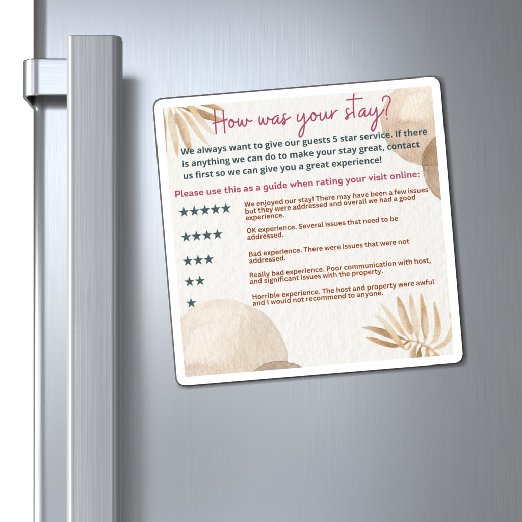 Airbnb Review Magnet 5 Star Ratings Guide Ratings Explanation Magnet 5 Star Magnet for Hosts, Boho Design