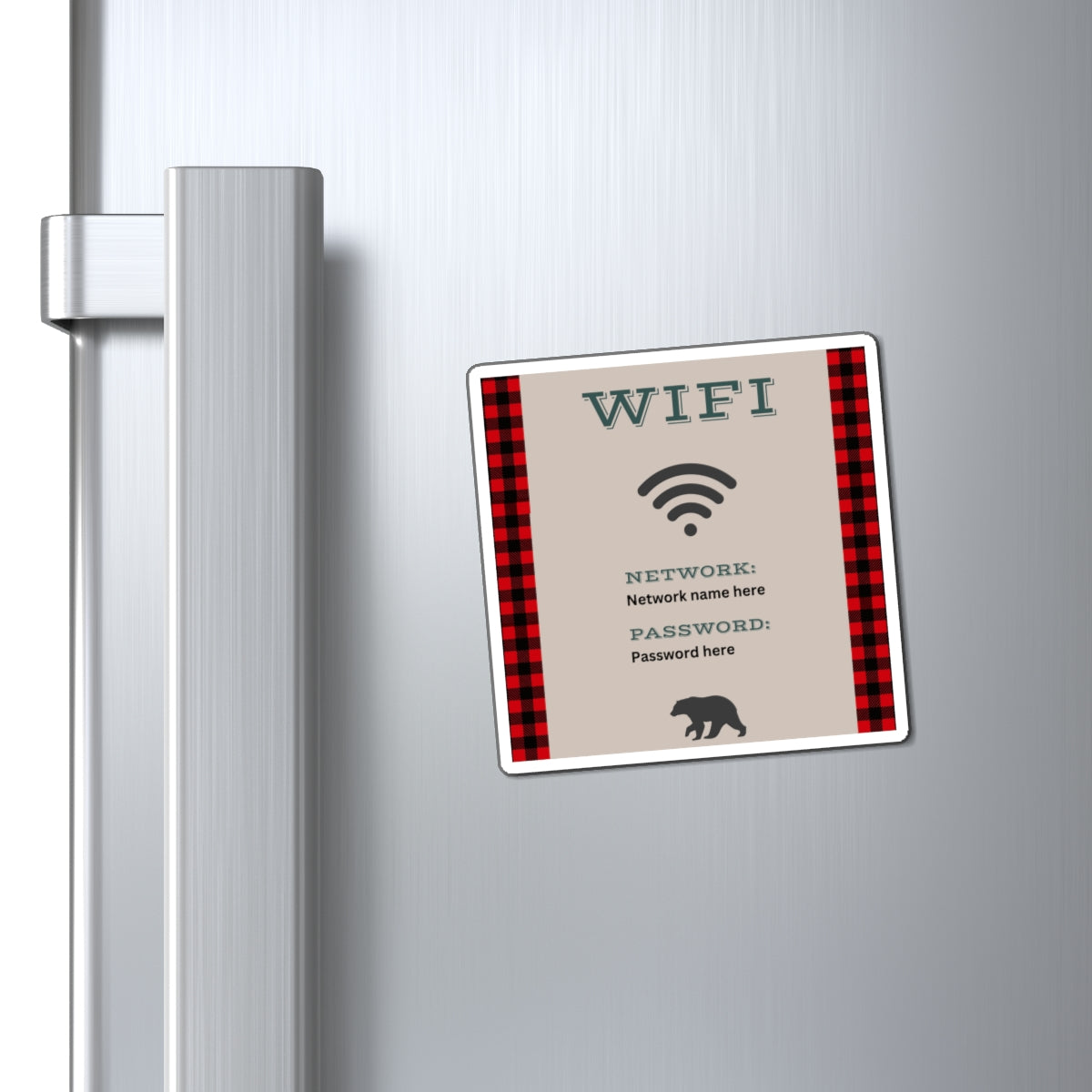 Airbnb Wifi Magnet, VRBO Wifi Magnet, Vacation Rental Wifi Sign, Cute Wifi Sign, Cabin Wifi Sign, Buffalo Plaid