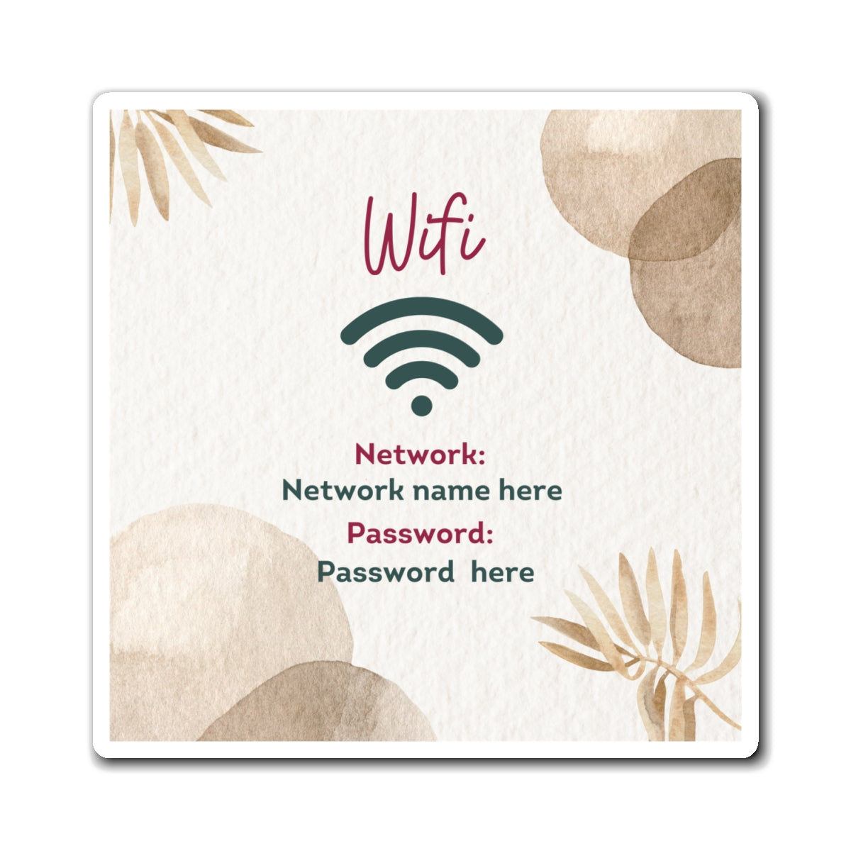 Airbnb Wifi Magnet, VRBO Wifi Magnet, Vacation Rental Wifi Sign, Wifi Sign, Rental Wifi Sign, Beach Rental, Boho Design, Desert Rental
