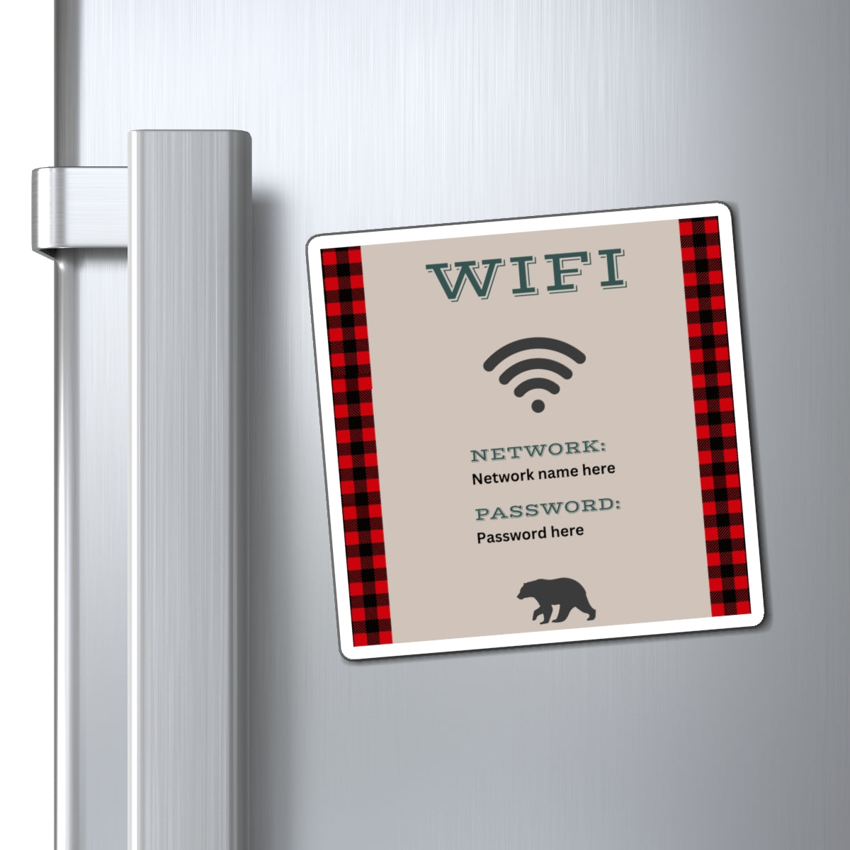 Airbnb Wifi Magnet, VRBO Wifi Magnet, Vacation Rental Wifi Sign, Cute Wifi Sign, Cabin Wifi Sign, Buffalo Plaid