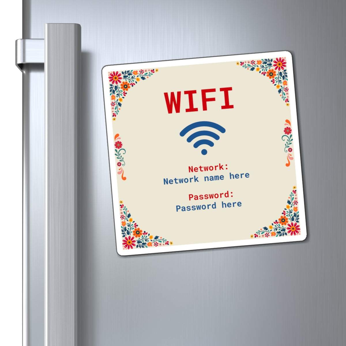 Vacation Rental Wifi Sign, Floral wifi sign, Airbnb Wifi Sign with Flowers, Wifi Sign for Fridge, Internet Password sign