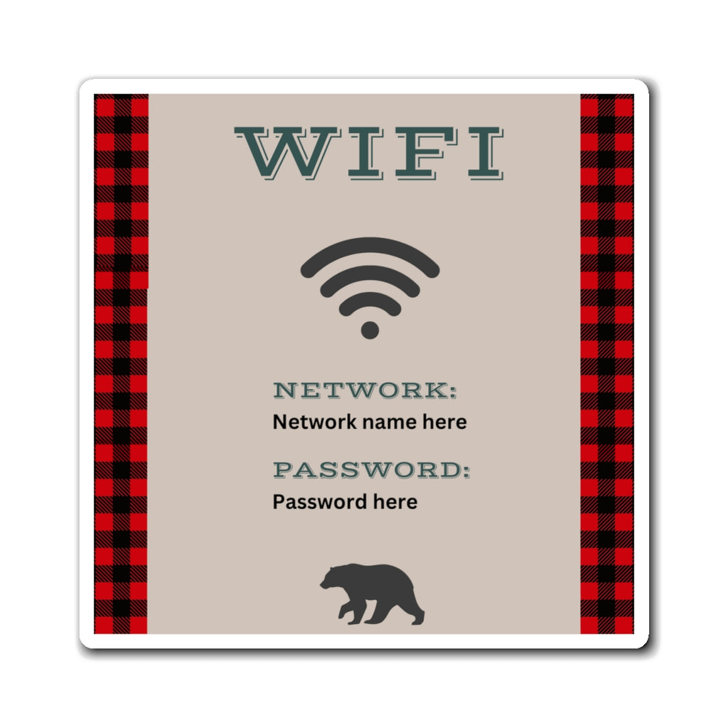 Airbnb Wifi Magnet, VRBO Wifi Magnet, Vacation Rental Wifi Sign, Cute Wifi Sign, Cabin Wifi Sign, Buffalo Plaid