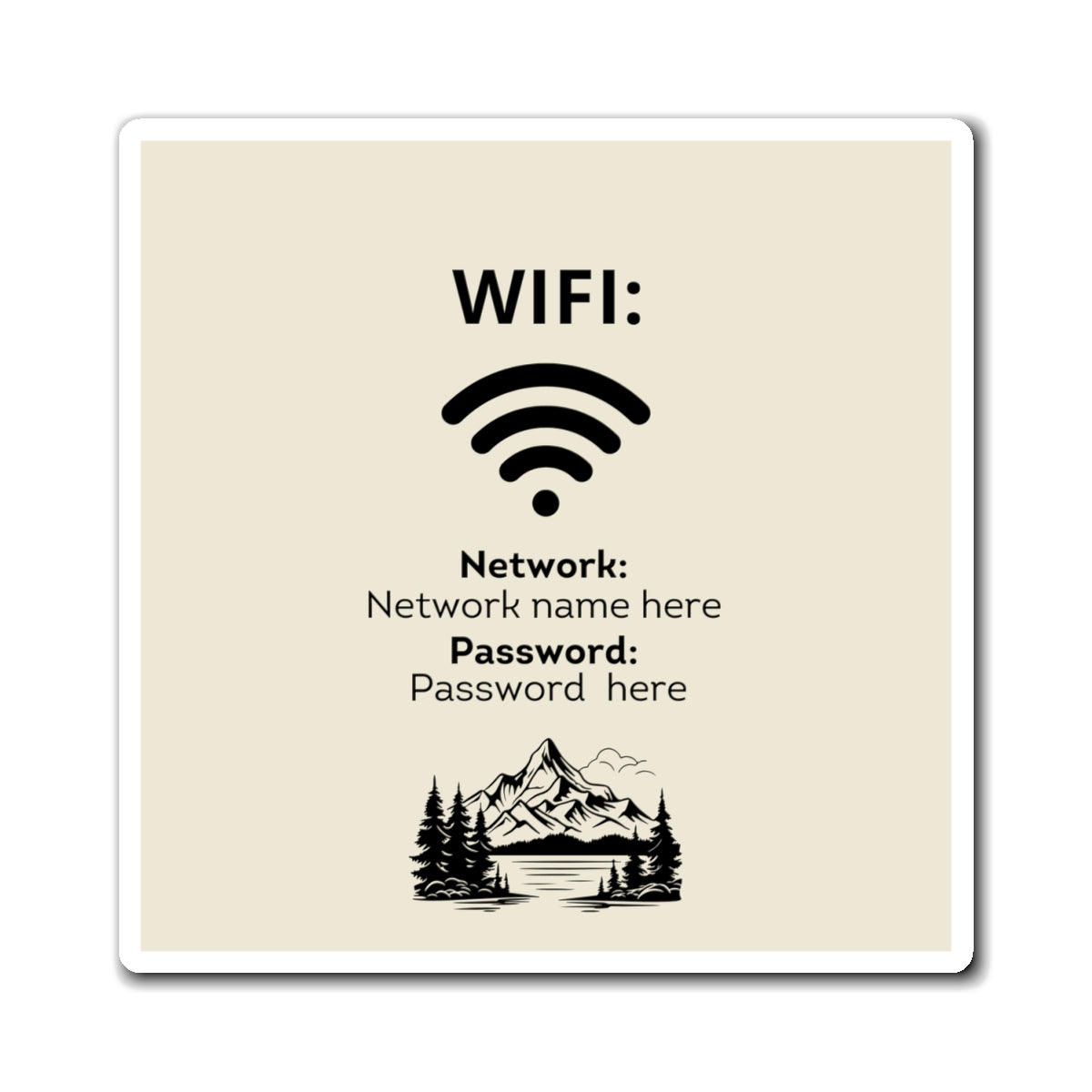Airbnb Wifi Magnet, VRBO Wifi Magnet, Vacation Rental Wifi Sign, Wifi Sign, Rental Wifi Sign, Lake Design, Mountains