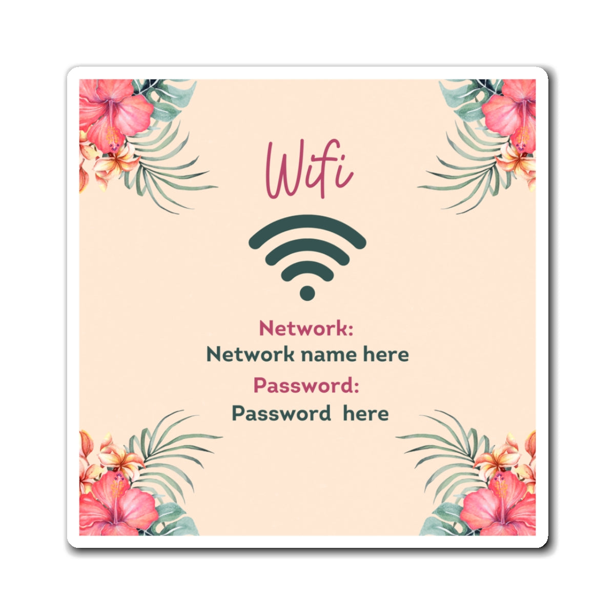 Airbnb Wifi Magnet, VRBO Wifi Magnet, Vacation Rental Wifi Sign, Wifi Sign, Rental Wifi Sign, Beach Rental, Tropical Design, Island rental