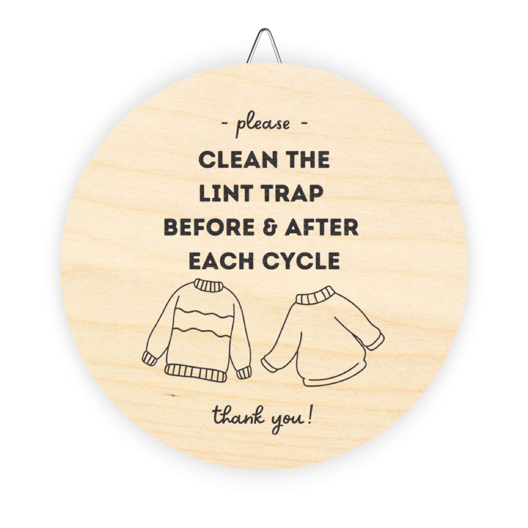 Please Clean Lint Trap Sign, Vacation Rental Sign, Airbnb Sign, VRBO Sign, Clean the Dryer Lint Screen, Black & White Wood Sign