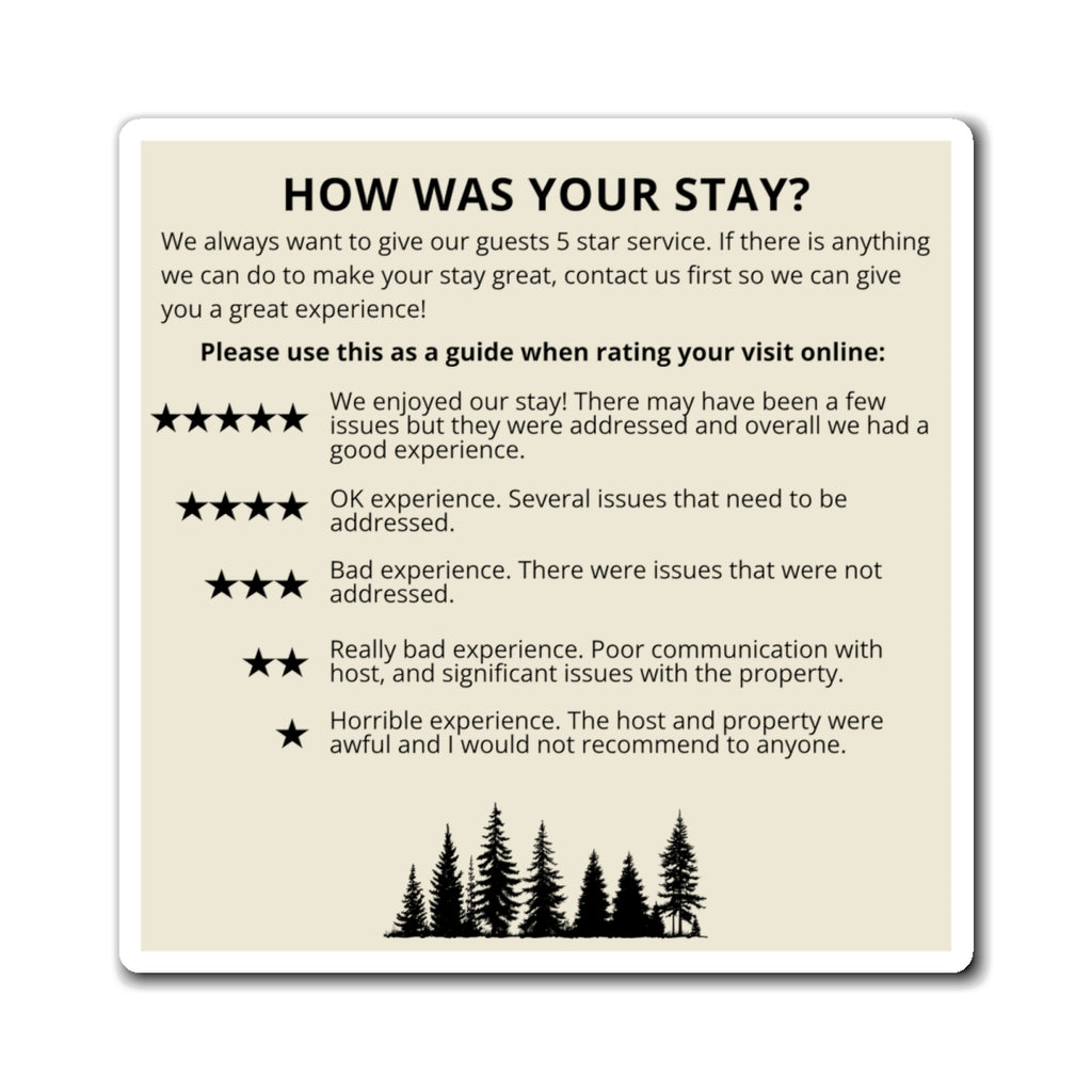 Airbnb 5-Star Review Magnet: Superhost Rating Sign, Forest Airbnb, National Forest, Cabin magnet, VRBO Magnet