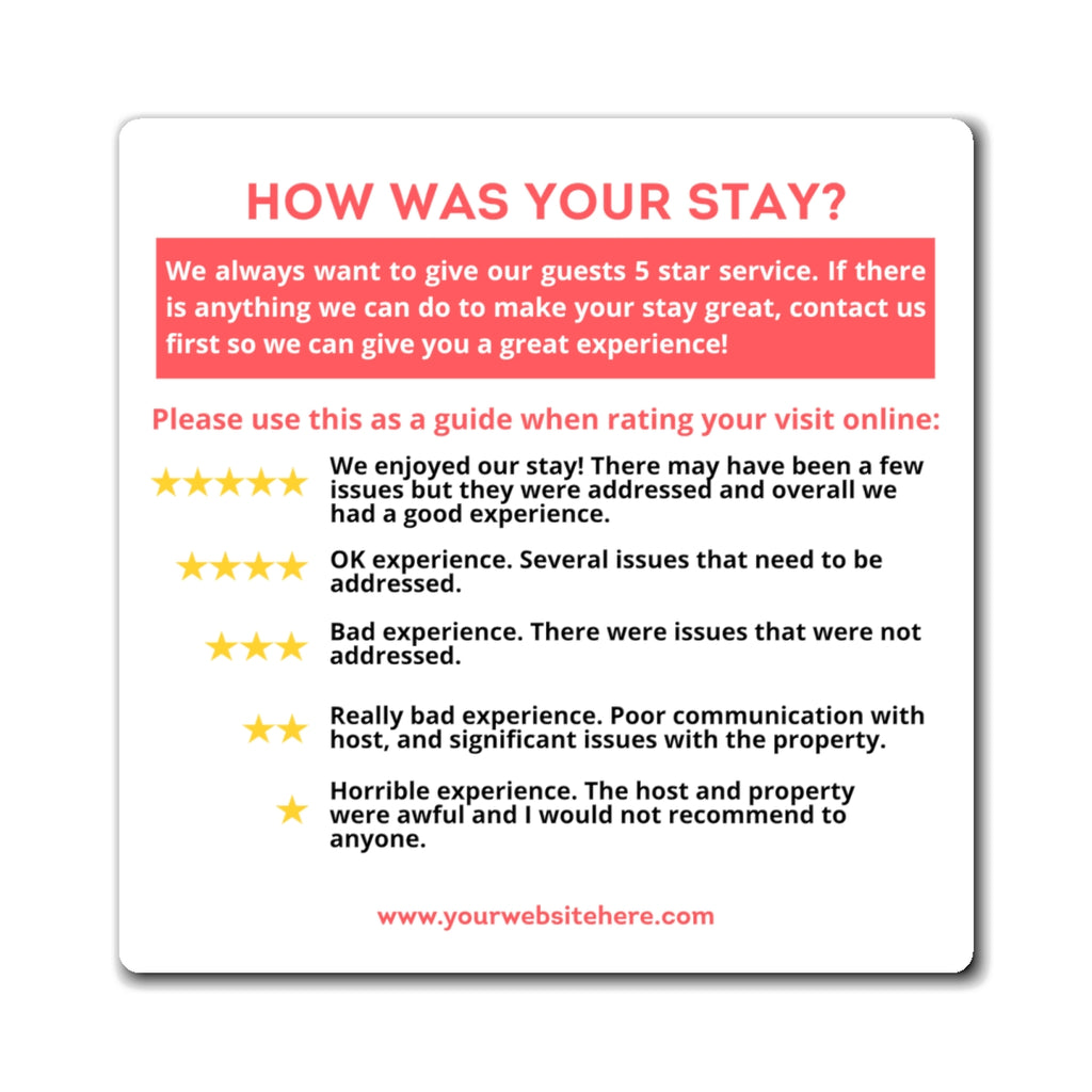 Airbnb 5-Star Review Magnet, Superhost Rating Sign, Airbnb Signage, VRBO Rating Magnet sign
