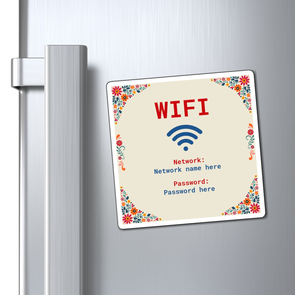 Vacation Rental Wifi Sign, Floral wifi sign, Airbnb Wifi Sign with Flowers, Wifi Sign for Fridge, Internet Password sign