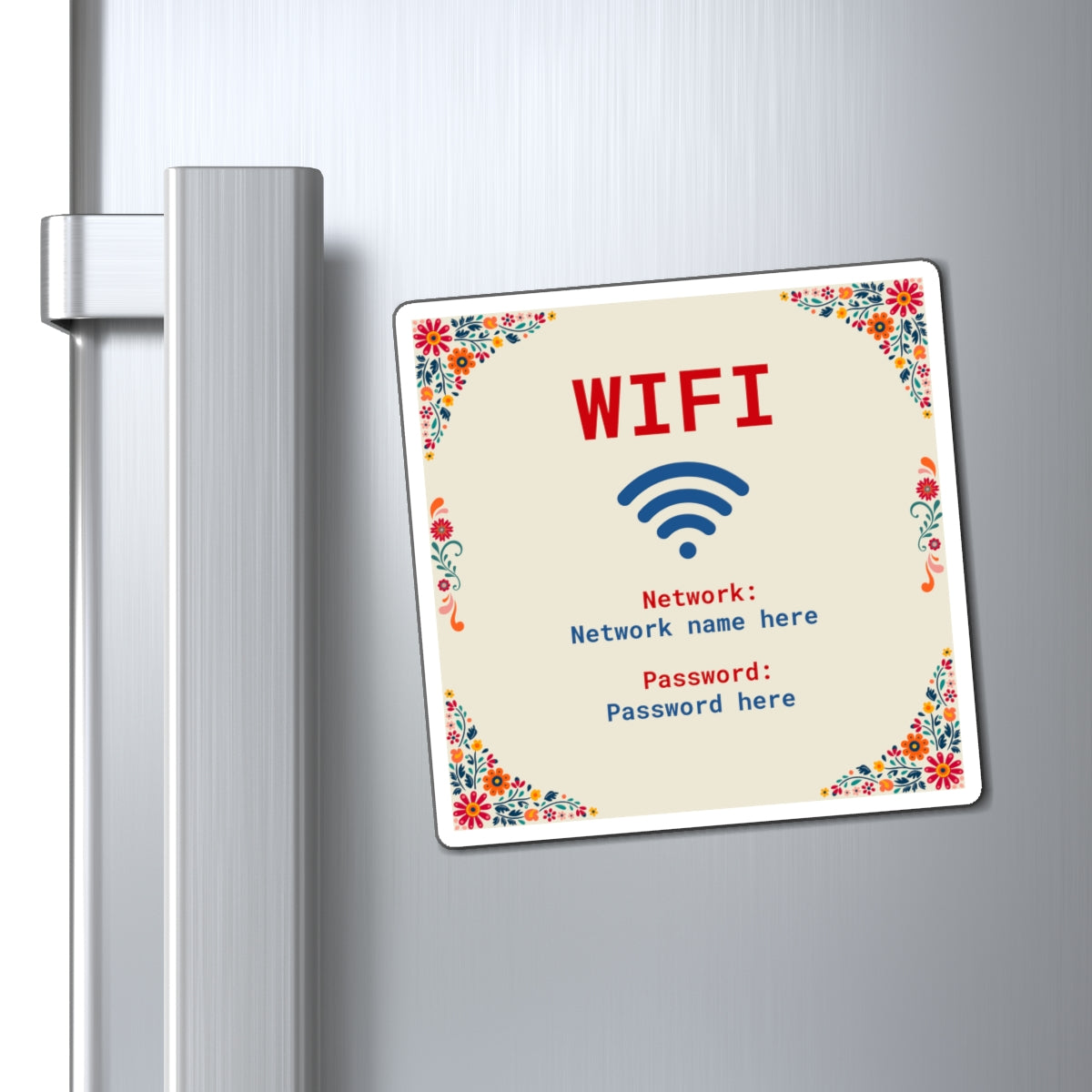 Vacation Rental Wifi Sign, Floral wifi sign, Airbnb Wifi Sign with Flowers, Wifi Sign for Fridge, Internet Password sign