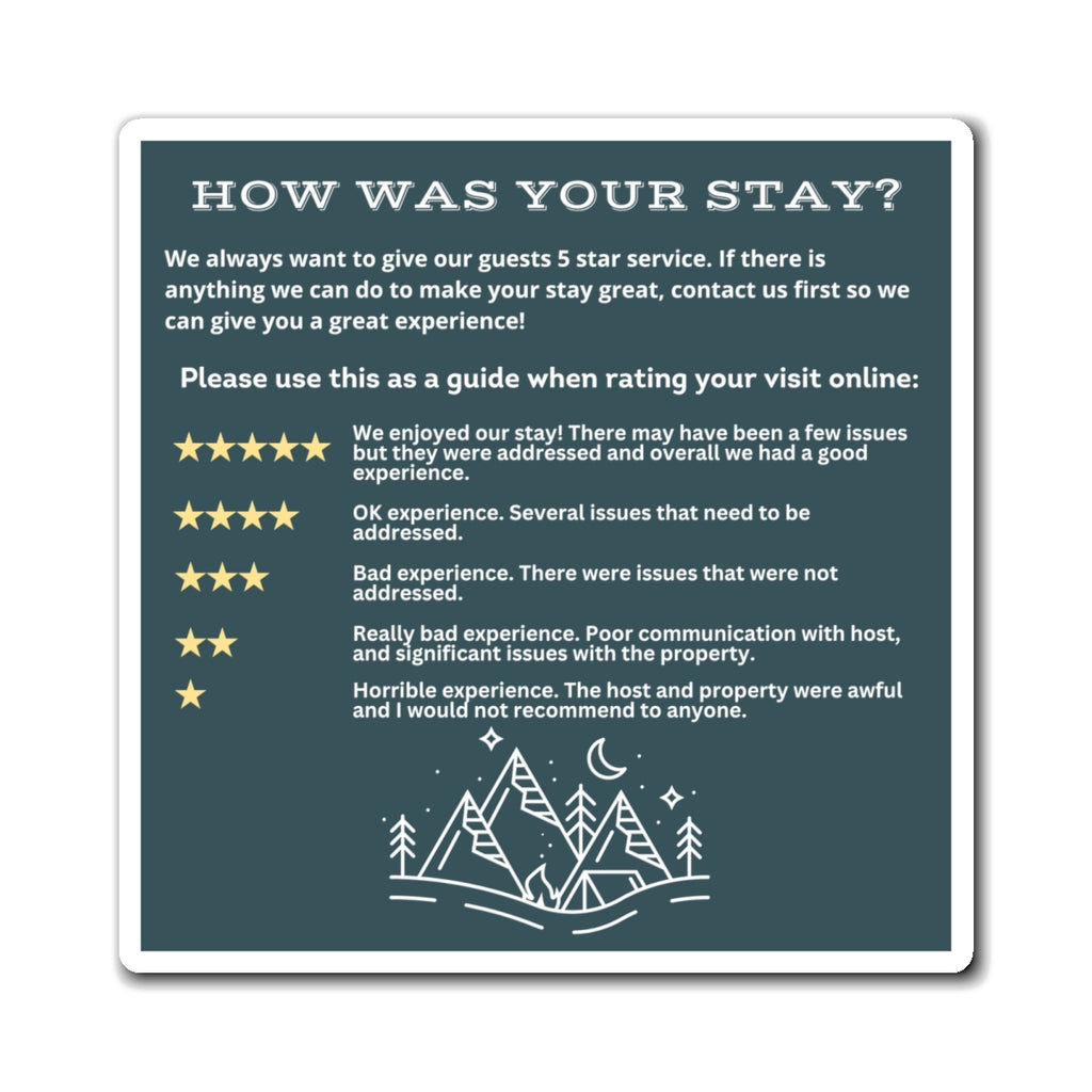 Airbnb Review Magnet 5 Star Ratings Guide Ratings Explanation Magnet 5 Star Magnet for Hosts, Mountain Design