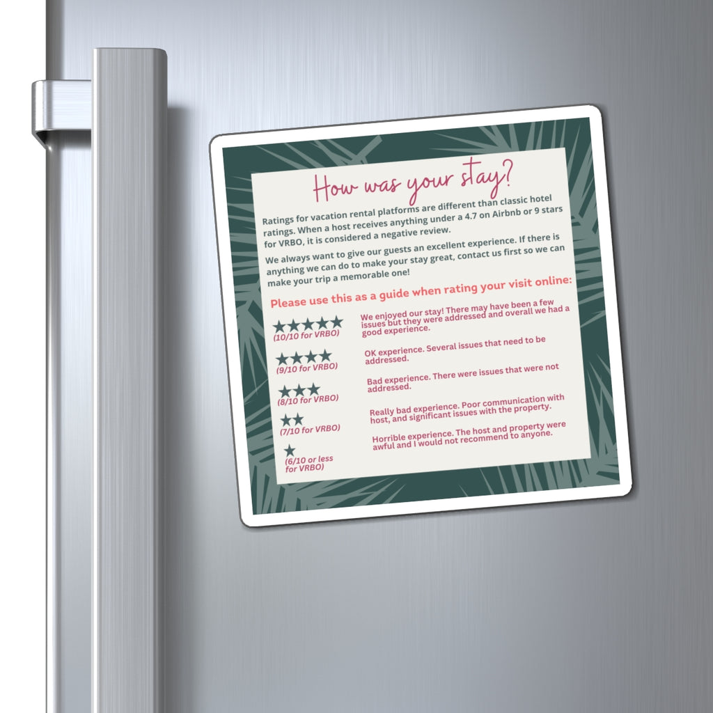 Airbnb 5 Star Review Magnet, Airbnb Review Magnet, VRBO Review Magnet, Tropical Pattern, Island Patten, Beach Rental