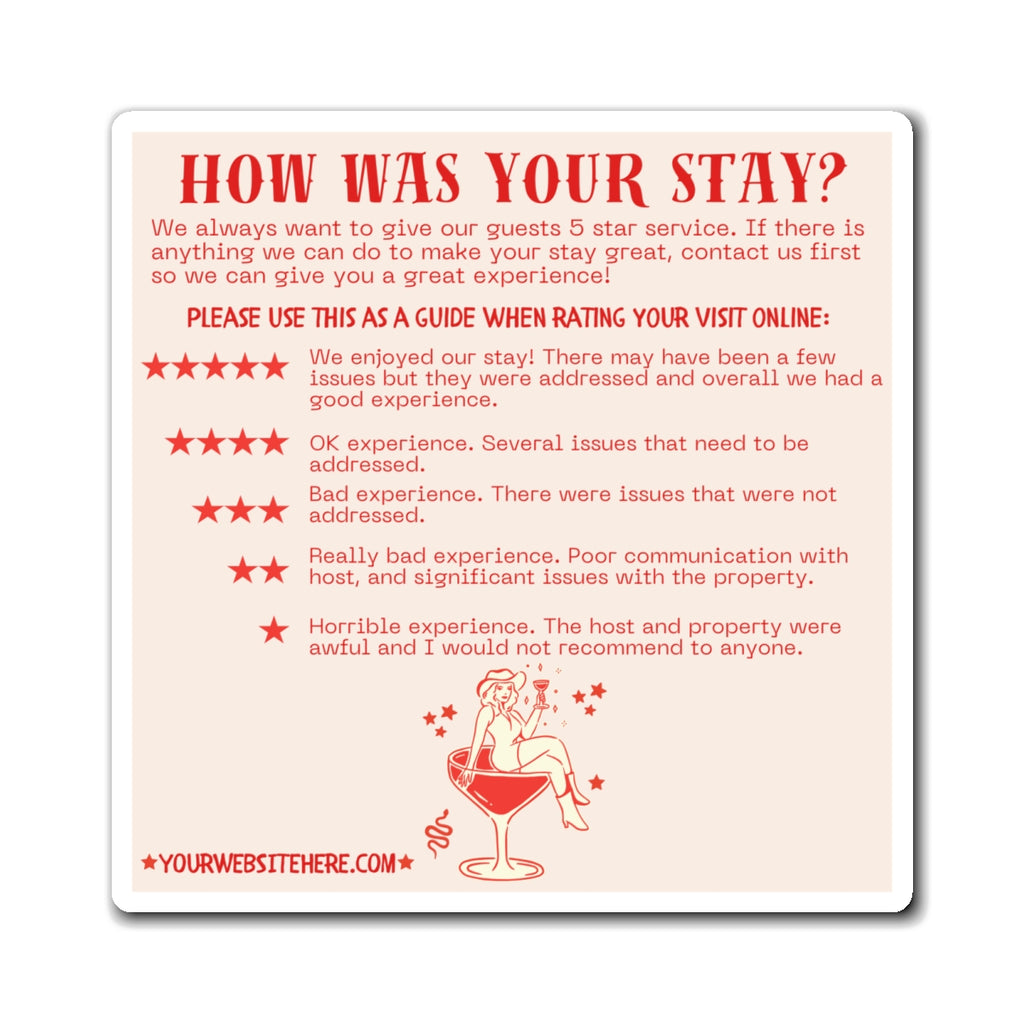 Cowgirl  Airbnb Review Magnet 5 Star Ratings Guide Ratings Explanation Magnet 5 Star Magnet for Hosts, Bachelorette Theme
