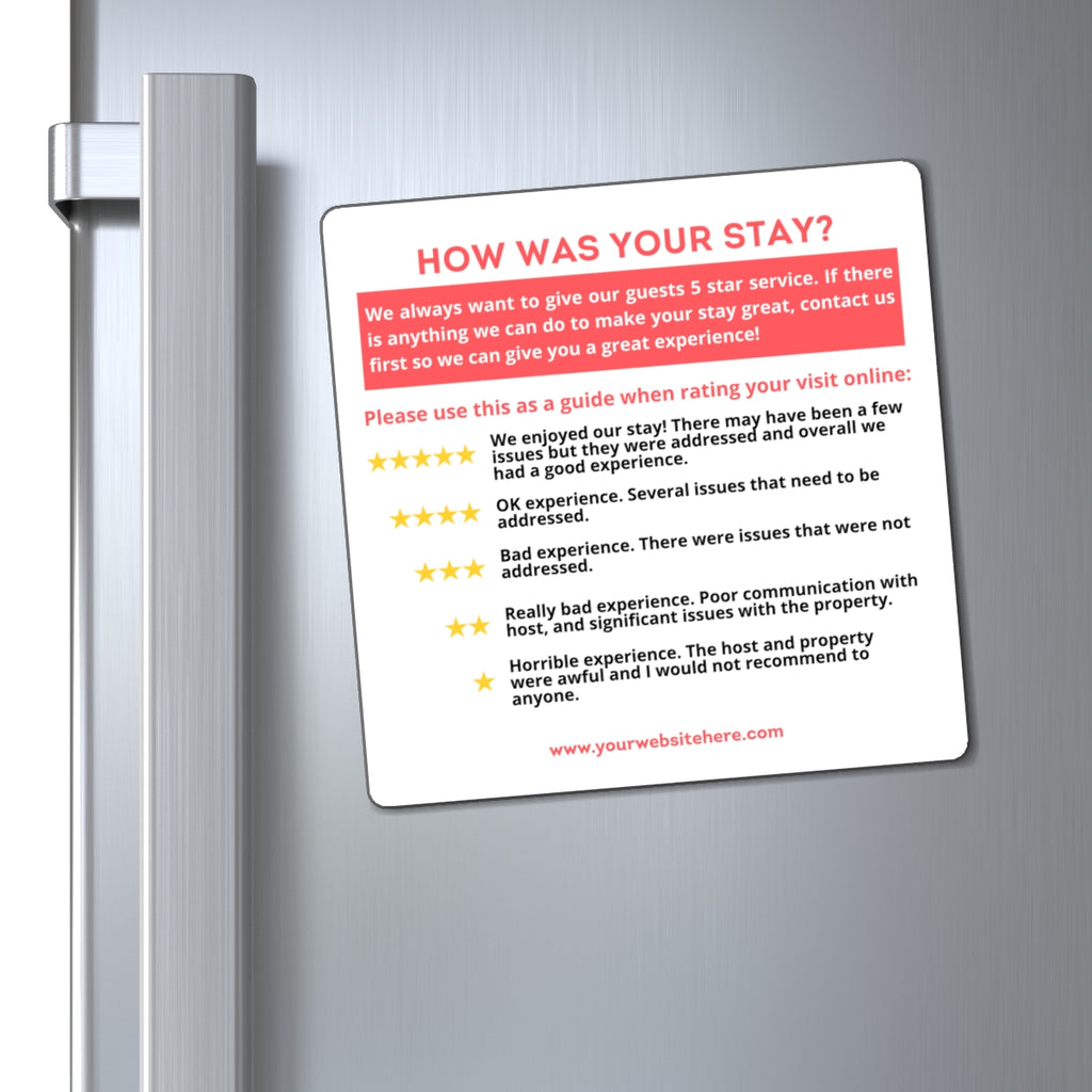 Airbnb 5-Star Review Magnet, Superhost Rating Sign, Airbnb Signage, VRBO Rating Magnet sign