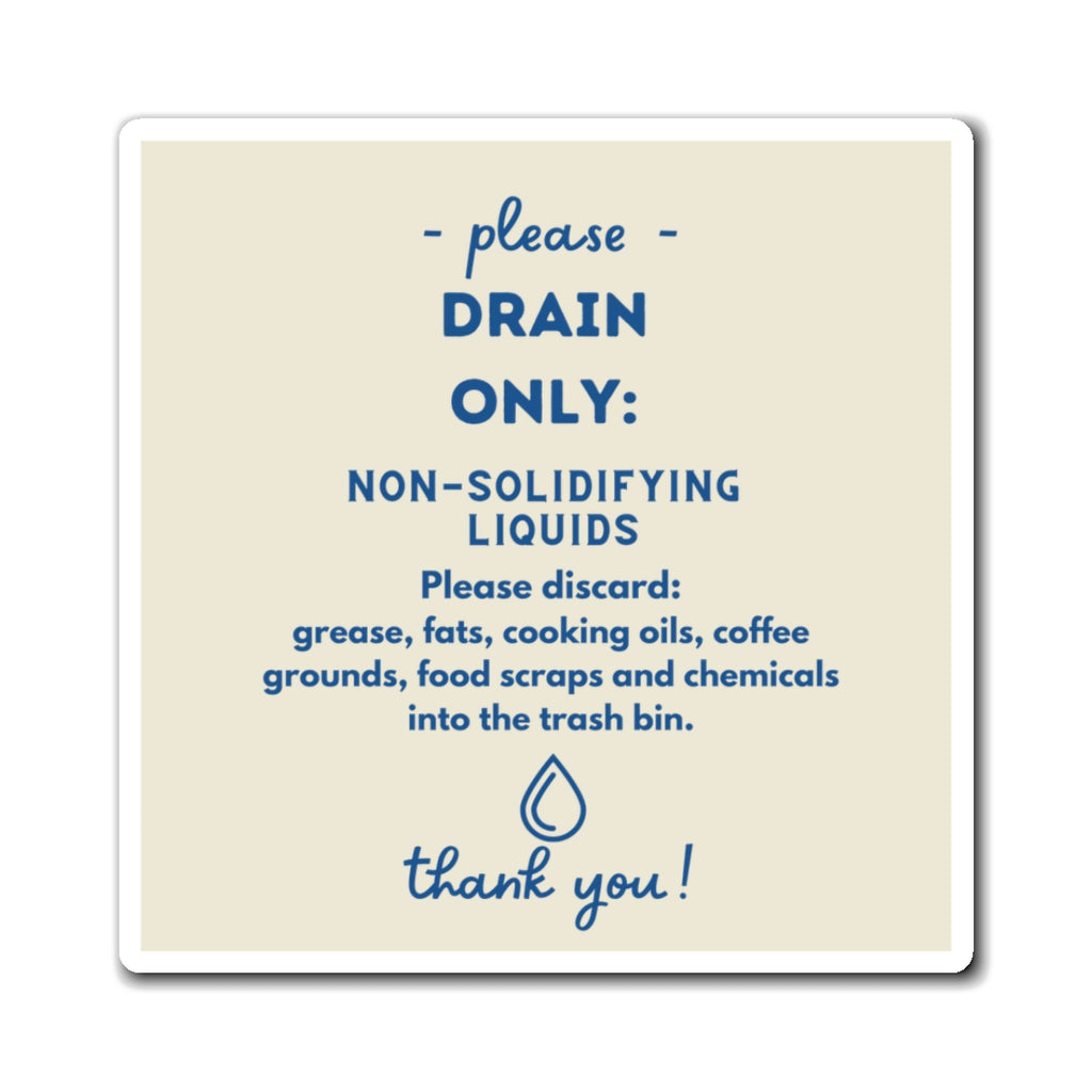 Drain Only Sign, Airbnb Sign, Vrbo Sign, Do not put down Sink sign, no solids down the drain, Sensitive Septic Sign, Airbnb Magnet