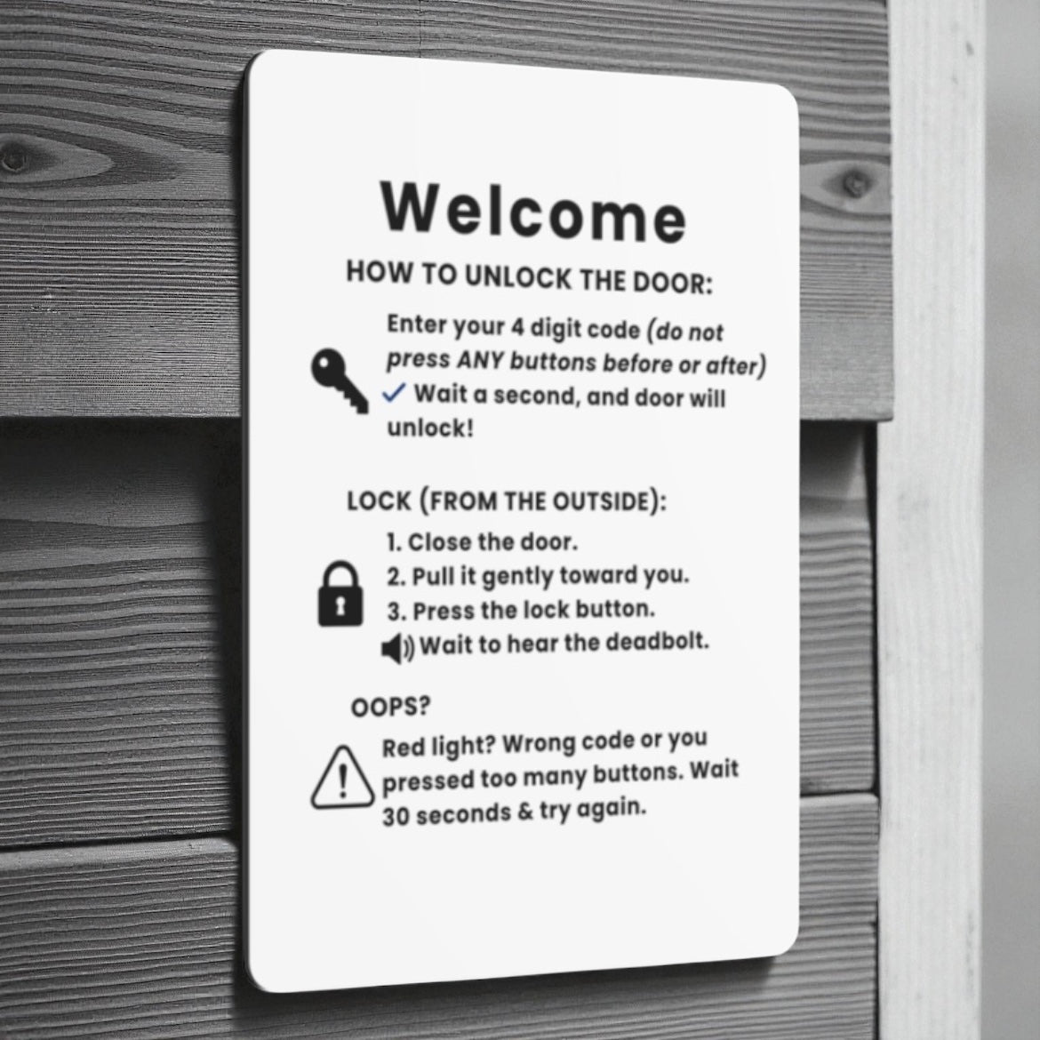 Custom Schlage Encode Lock Instructions for Guest, Airbnb Host Tool, VRBO Host Tool, How to Unlock door